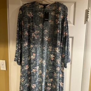 Torrid Floral Kimono Cardigan - Blue and Pink